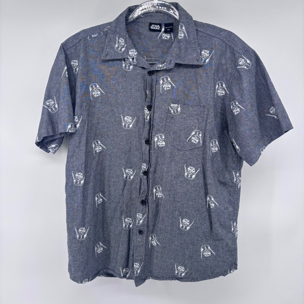 Star Wars Darth Vader Graphic Shirt Men's Large Short Sleeve‎ Button Down